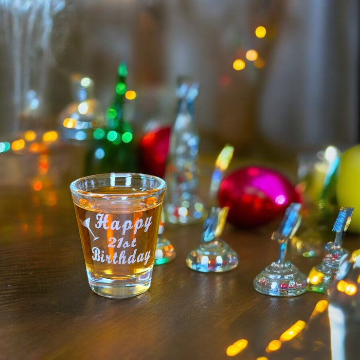 2oz Happy 21st birthday shot glass