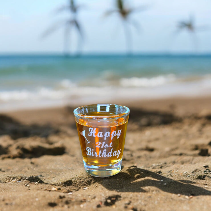 2oz Happy 21st birthday shot glass