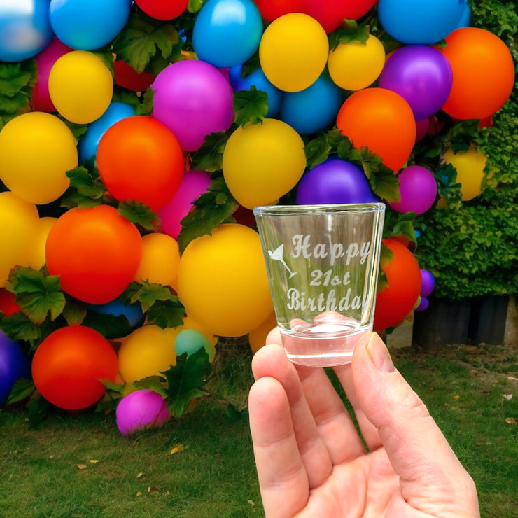 2oz Happy 21st birthday shot glass