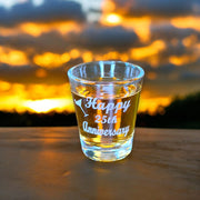 2oz Happy 25th Anniversary shot glass