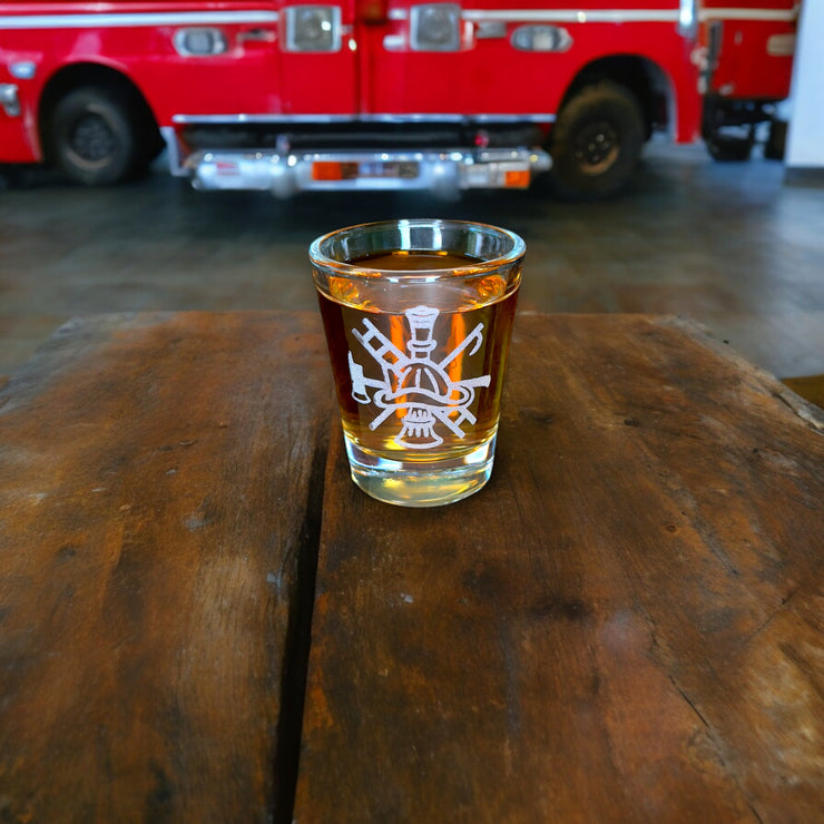 2oz Firefighter Emblem Shot glass