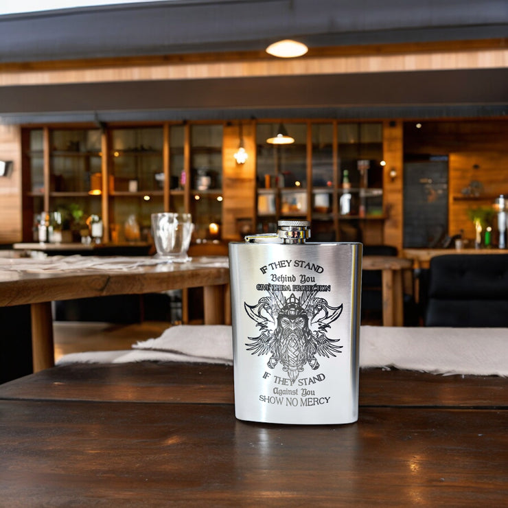 8oz Viking No Mercy Stainless Steel Flask