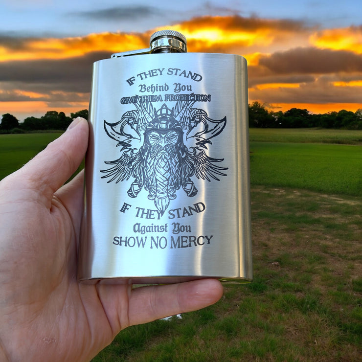 8oz Viking No Mercy Stainless Steel Flask