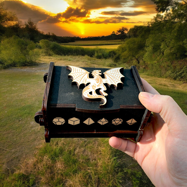 Dice Box - Black - The White Dragon - 6x4x3