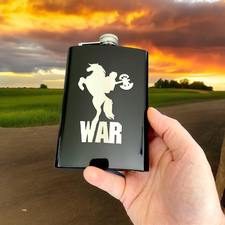 8oz BLACK War Four Horsemen of the Apocalypse Flask