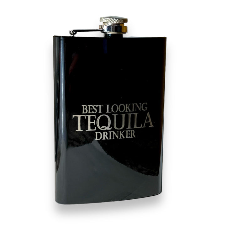 8oz BLACK Best Looking Tequila Drinker Flask