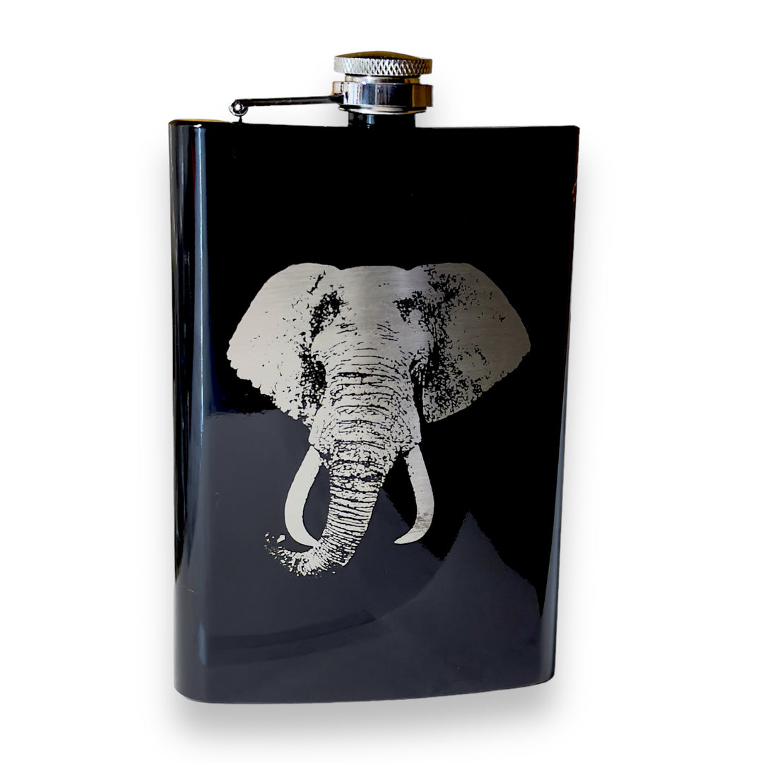 8oz BLACK Elephant Flask Laser Engraved V2 8oz BLACK Elephant Flask Laser Engraved V2