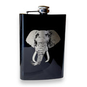 8oz BLACK Elephant Flask Laser Engraved V2