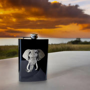 8oz BLACK Elephant Flask Laser Engraved V2