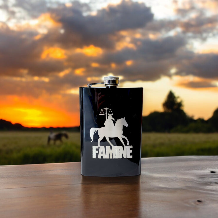 8oz BLACK Famine Four Horsemen of the Apocalypse Flask