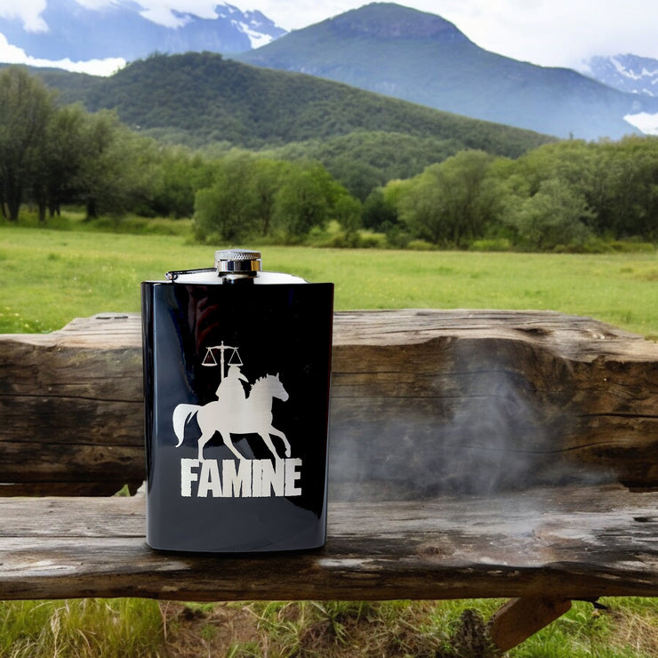 8oz BLACK Famine Four Horsemen of the Apocalypse Flask