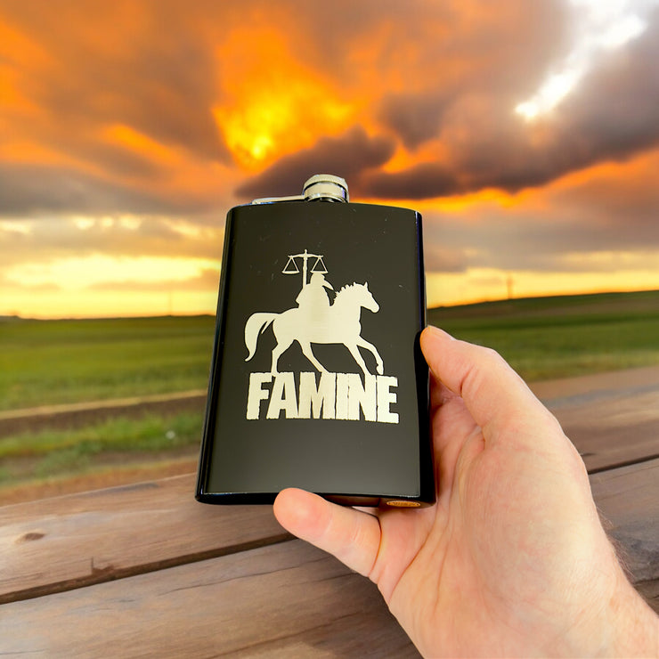 8oz BLACK Famine Four Horsemen of the Apocalypse Flask