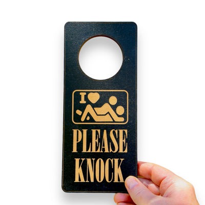 Door Hanger - Black - I love Sex Please Knock