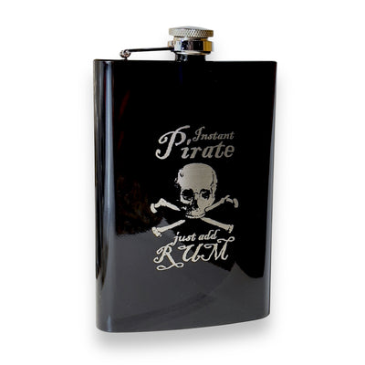 8oz BLACK Instant Pirate Just Add Rum Flask