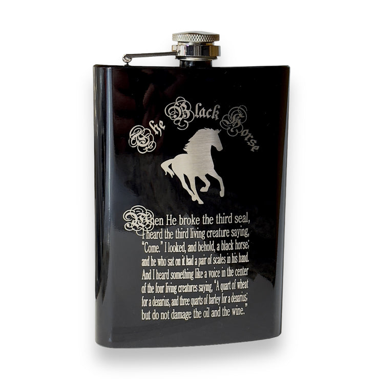 8oz BLACK The Black Horse Four Horsemen of the Apocalypse Flask
