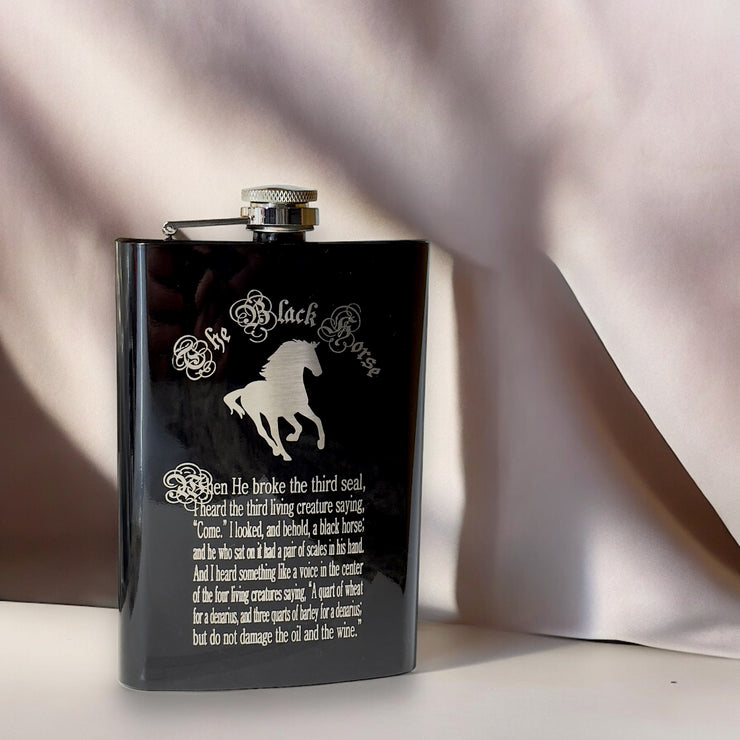 8oz BLACK The Black Horse Four Horsemen of the Apocalypse Flask