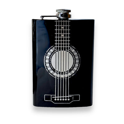 8oz BLACK Acoustic Guitar Flask