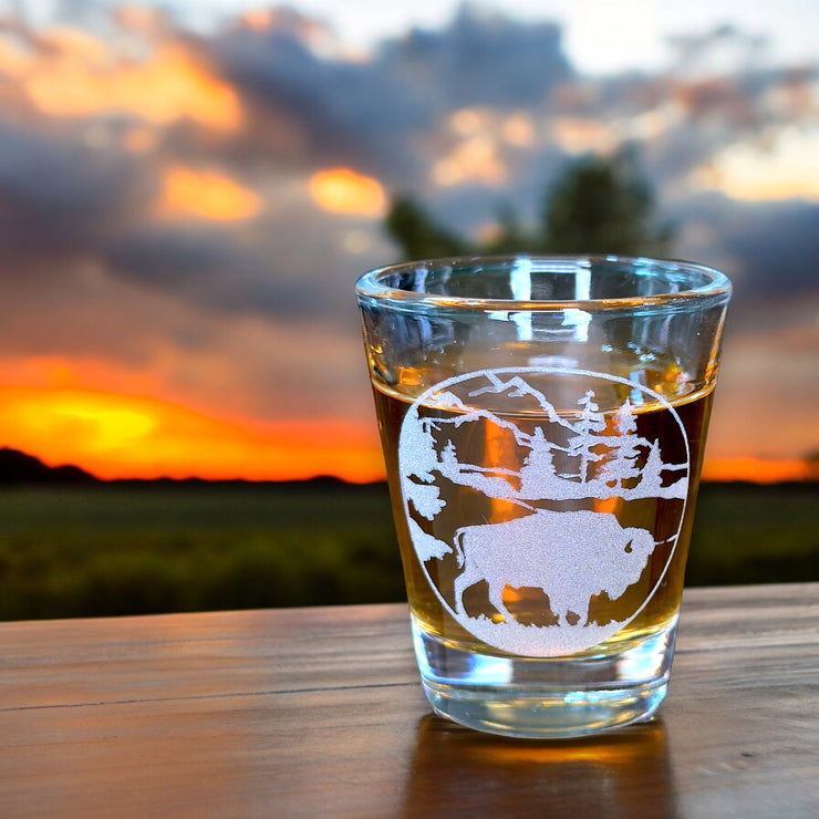 2oz Free Range American Bison Shotglass LASER