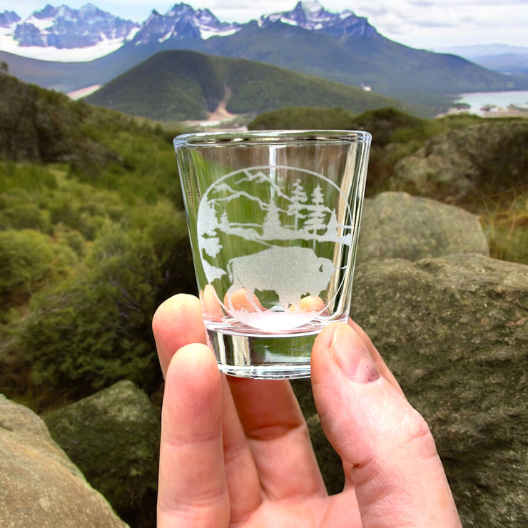 2oz Free Range American Bison Shotglass LASER