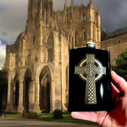 8oz BLACK Celtic Cross Flask