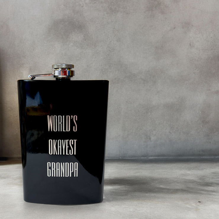 8oz BLACK World's Okayest Grandpa Flask