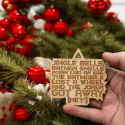 Ornament - Jingle Bells Bat man Smells - Raw Wood 3x3in