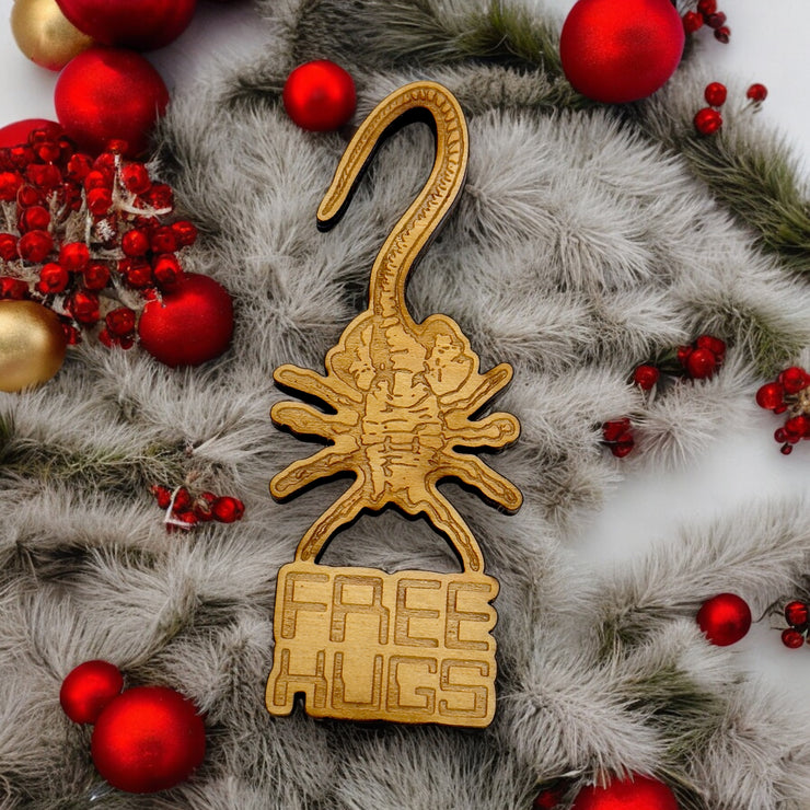 Ornament - Free Hugs - Raw Wood 1x4in