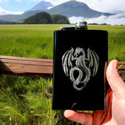 8oz BLACK Vintage Flying Dragon Flask