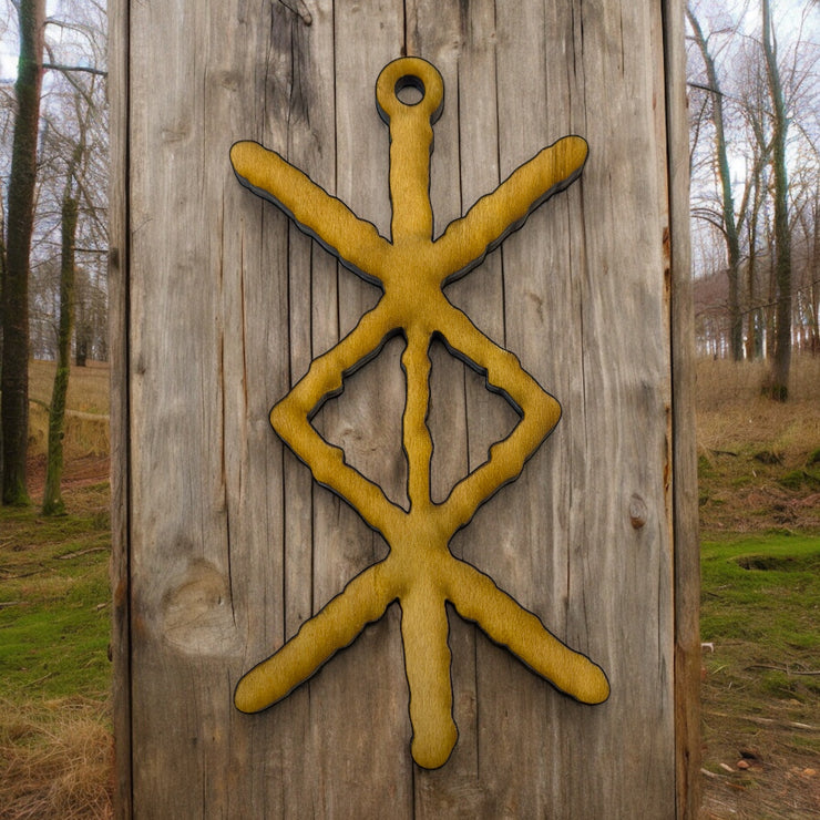 Viking Protection Rune Ornament - Raw Wood