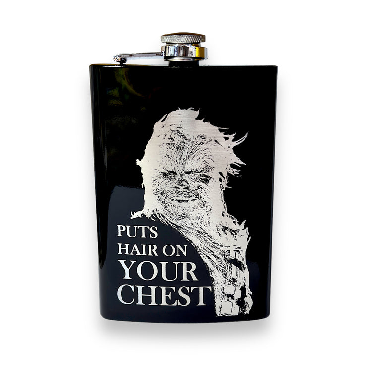 8oz Puts Hair on Your Chest Black Flask