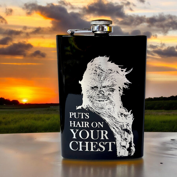 8oz Puts Hair on Your Chest Black Flask