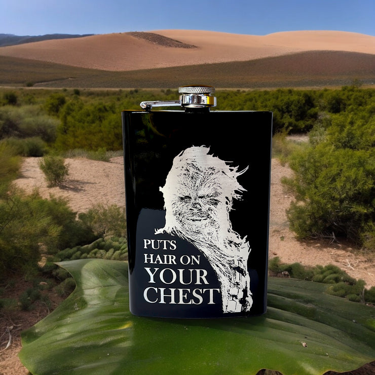 8oz Puts Hair on Your Chest Black Flask