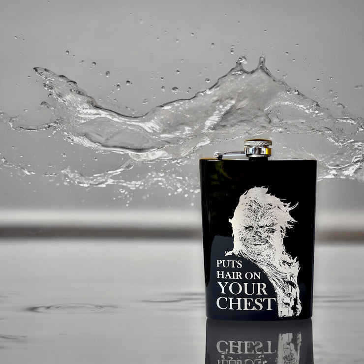 8oz Puts Hair on Your Chest Black Flask