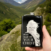 8oz Puts Hair on Your Chest Black Flask