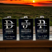 Split Letter Monogram Wedding flask for Groomsman Best Man Gifts PERSONALIZED BLACK FLASK
