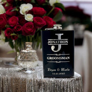 Split Letter Monogram Wedding flask for Groomsman Best Man Gifts PERSONALIZED BLACK FLASK