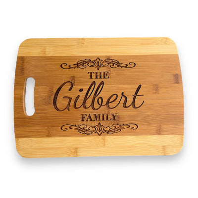 Bamboo - PERSONALIZED Last Name Cutting Board 14''x9.5''x.5'' Best Wedding, Housewarming, Anniversary, Birthday, Christmas Gift Idea For Friends, Couples, Family, Mom, Dad