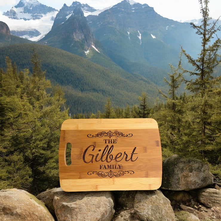 Bamboo - PERSONALIZED Last Name Cutting Board 14''x9.5''x.5'' Best Wedding, Housewarming, Anniversary, Birthday, Christmas Gift Idea For Friends, Couples, Family, Mom, Dad