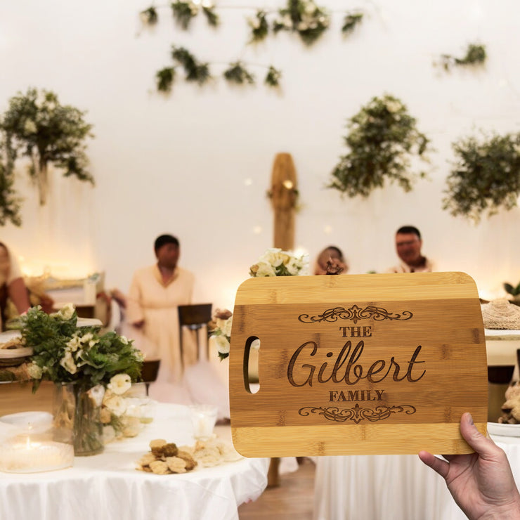 Bamboo - PERSONALIZED Last Name Cutting Board 14''x9.5''x.5'' Best Wedding, Housewarming, Anniversary, Birthday, Christmas Gift Idea For Friends, Couples, Family, Mom, Dad