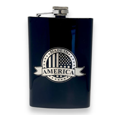 8oz BLACK Made in America Flask