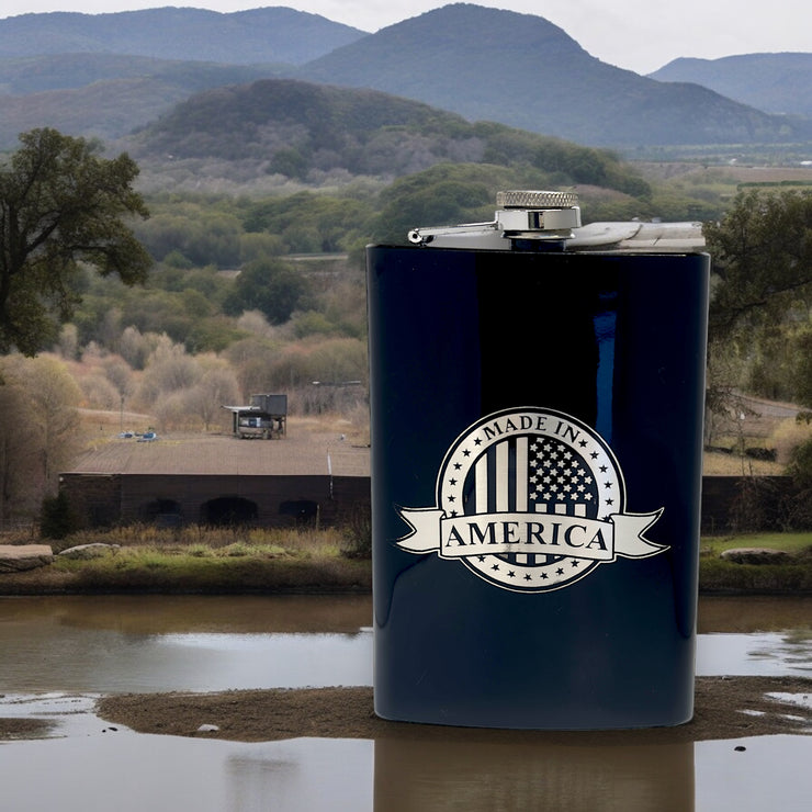 8oz BLACK Made in America Flask