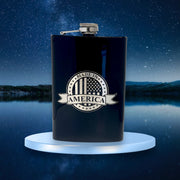 8oz BLACK Made in America Flask