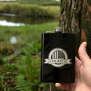 8oz BLACK Made in America Flask