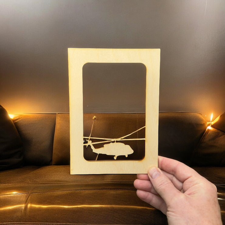 Helicopter 5X7 Photo Frame Insert - Baltic Birch FRAME NOT INCLUDED