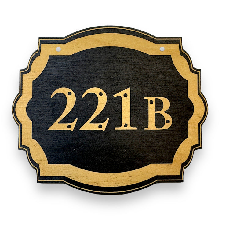 221b - Black Door Sign 5x6