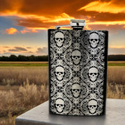 8oz BLACK Gothic Baroque Flask