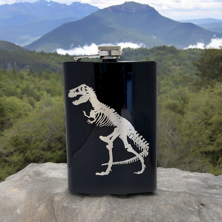 8oz T-Rex Black Flask Trex