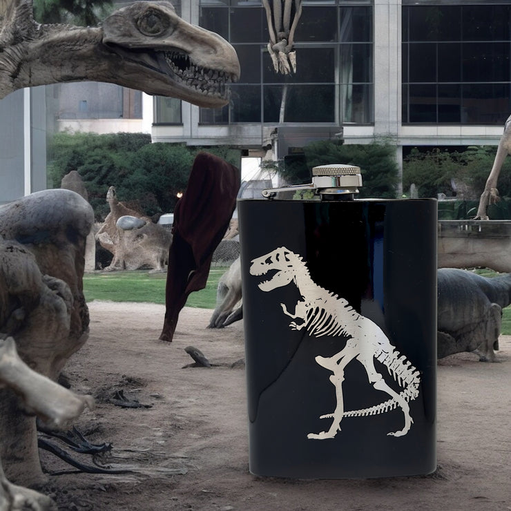 8oz T-Rex Black Flask Trex