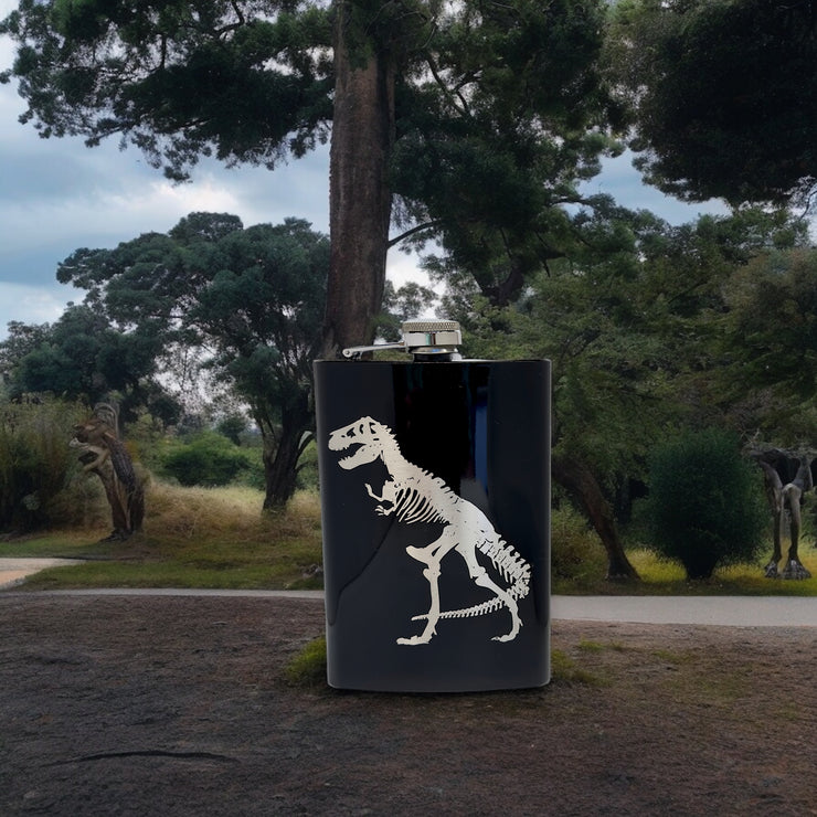 8oz T-Rex Black Flask Trex