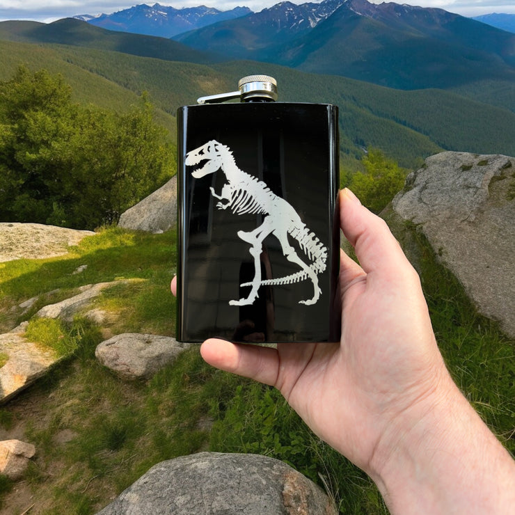 8oz T-Rex Black Flask Trex